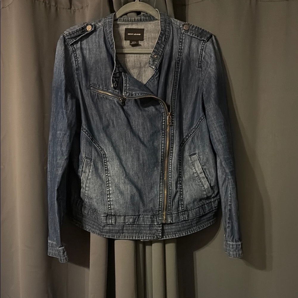 DKNY Jeans Moto-Style Denim Jacket